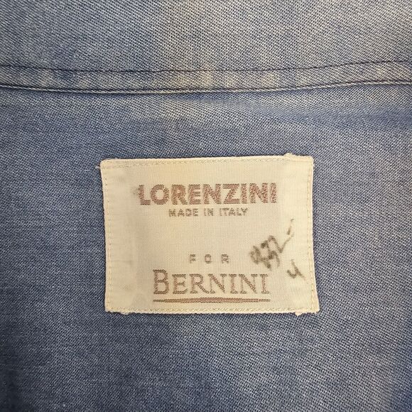 Lorenzini Long Sleeve Dress Shirt Sz 17/43 Blue Button Pockets Office Work U 427 - Picture 6 of 9